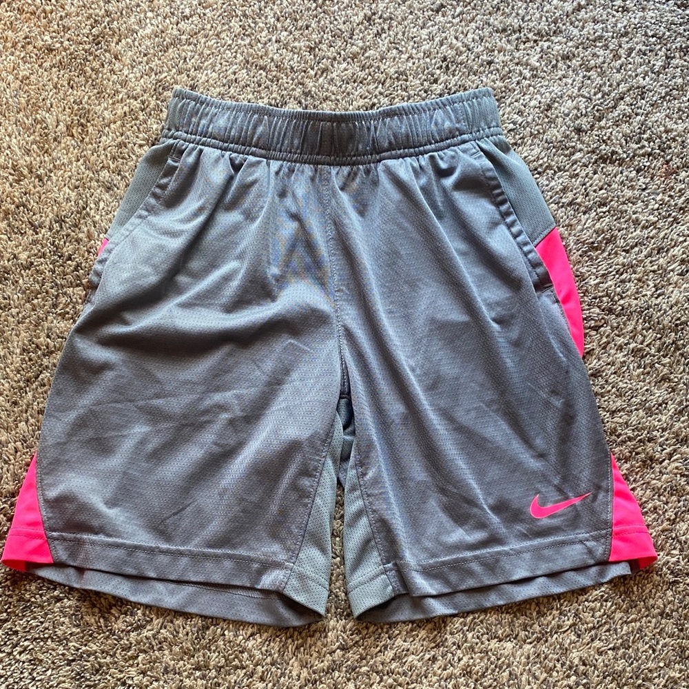 Nike girls Athletic Shorts in Gray with Pink Accents